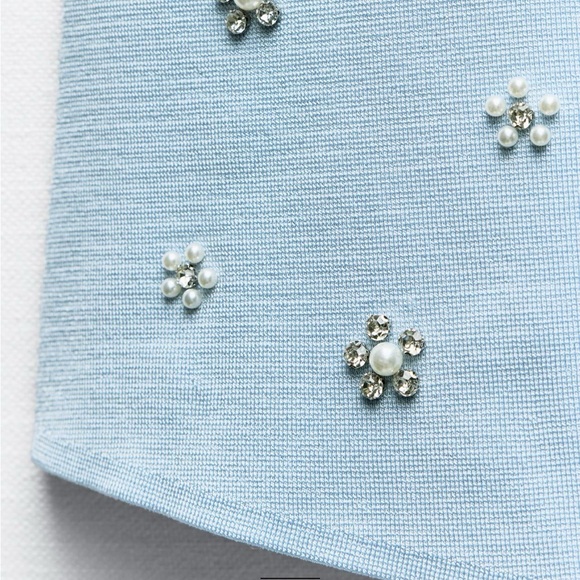 Zara BEADED JEWEL KNIT MINI DRESS - Picture 8 of 11